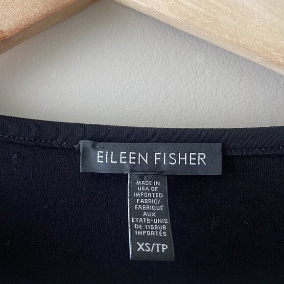 Eileen Fisher | Black Stretchy Long Sleeve Jersey Tunic - Size XS - Picture 7 of 11